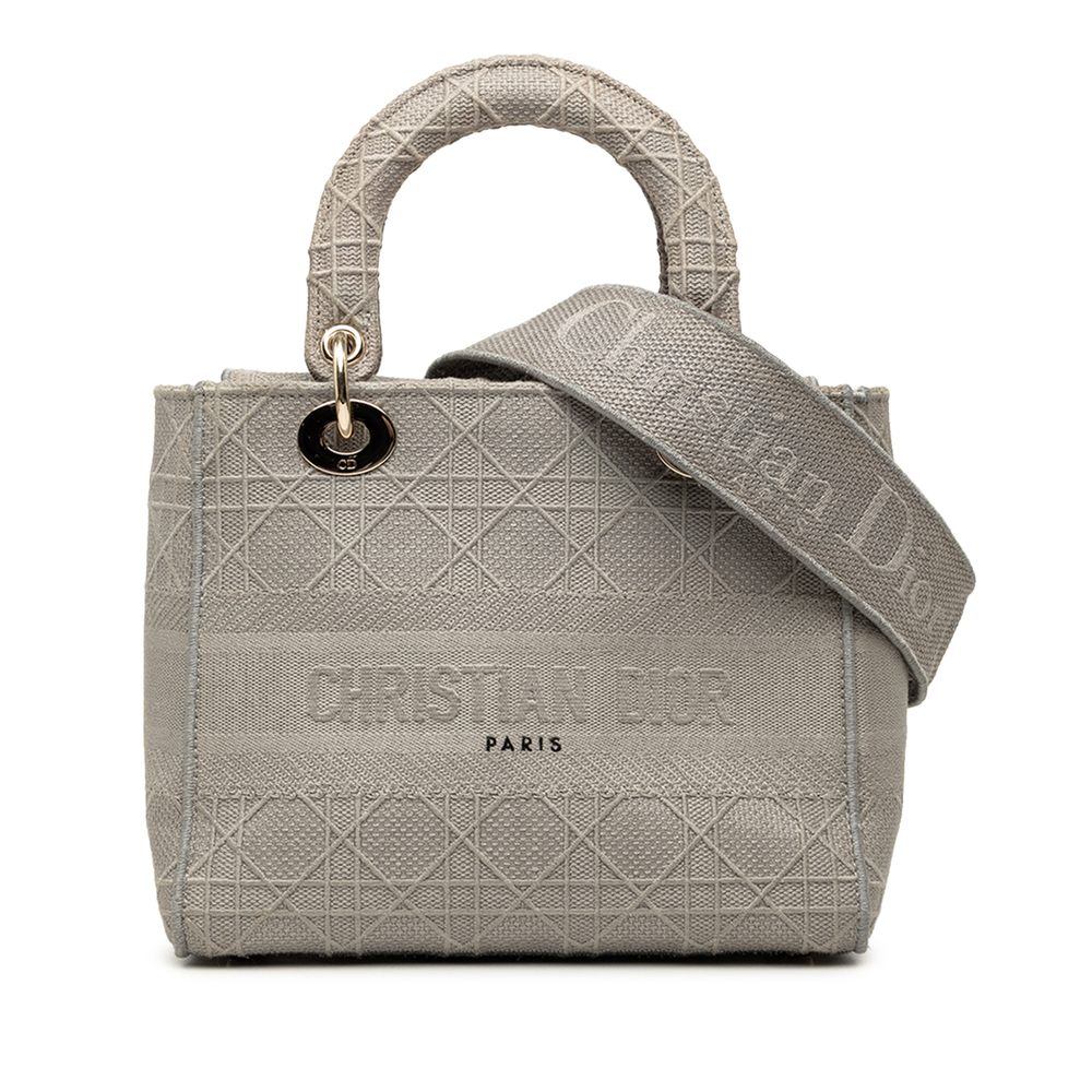 Pre-Loved Dior Medium Embroidered Canvas Cannage Lady D Lite